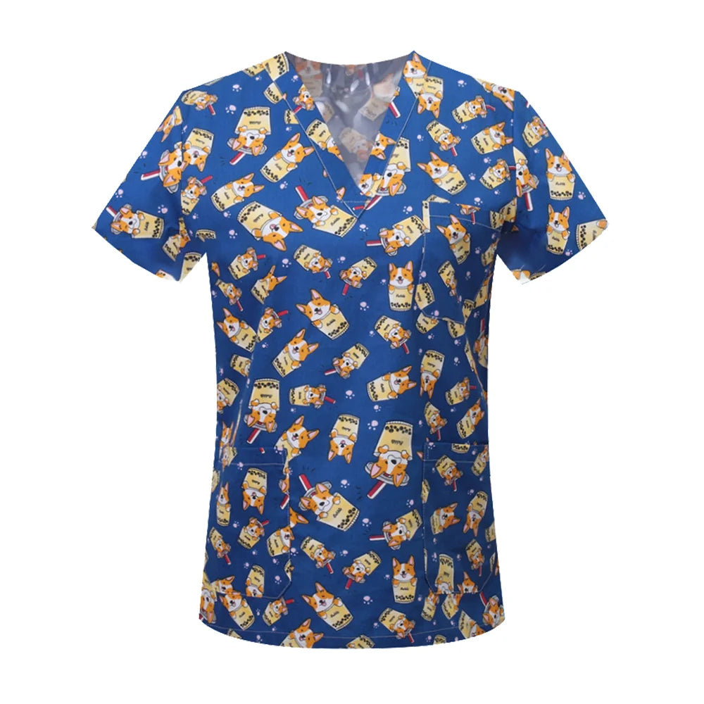 Medrubs Series printed Scrub top